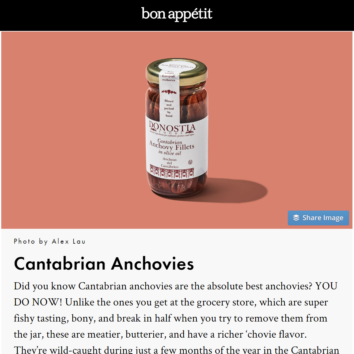Bon Appetit - Donostia Foods Cantabrian Anchovies