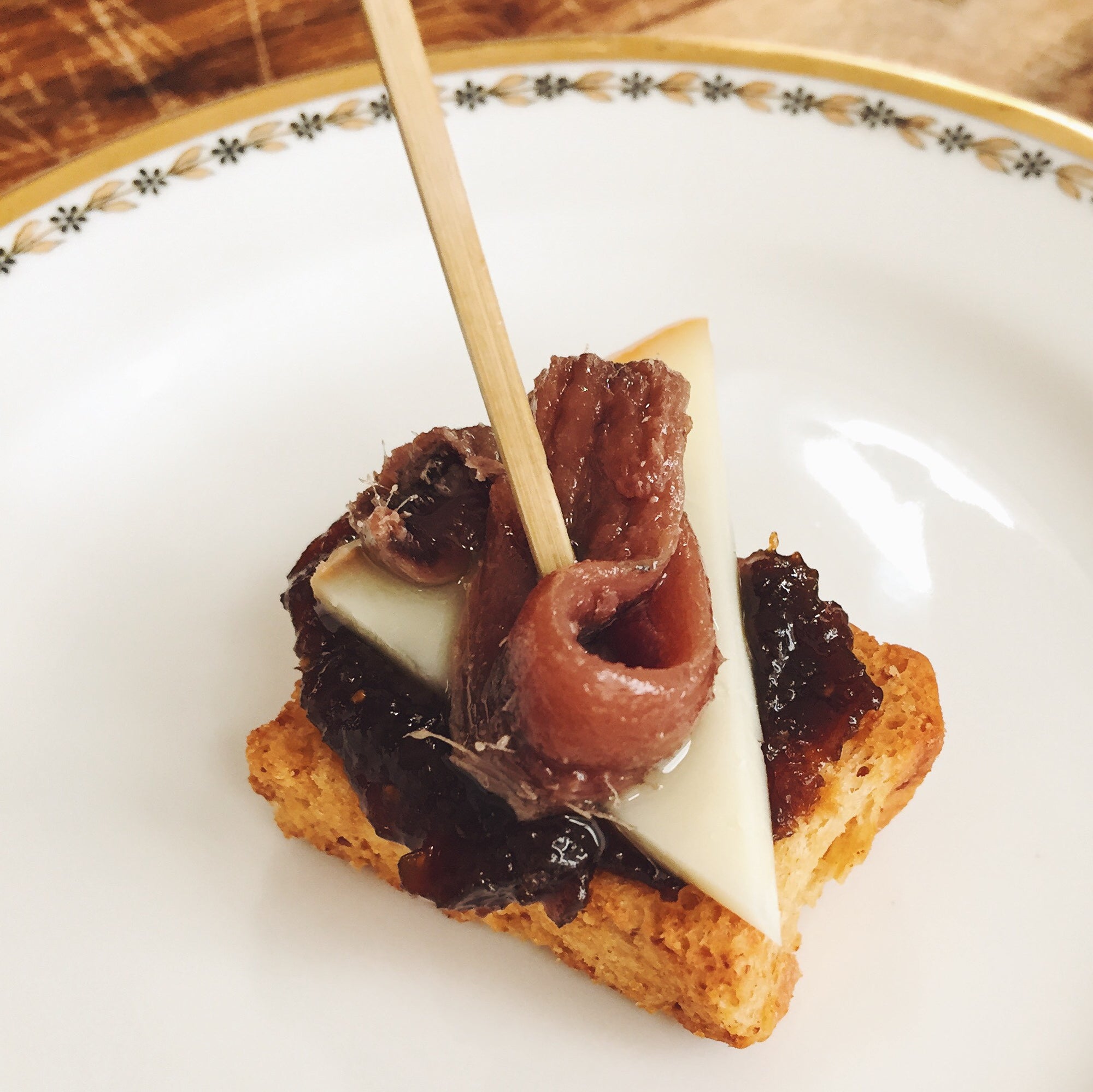 Cantabrian Anchovy with Basque Cheese & Fig Butter Pintxo - Donostia Foods