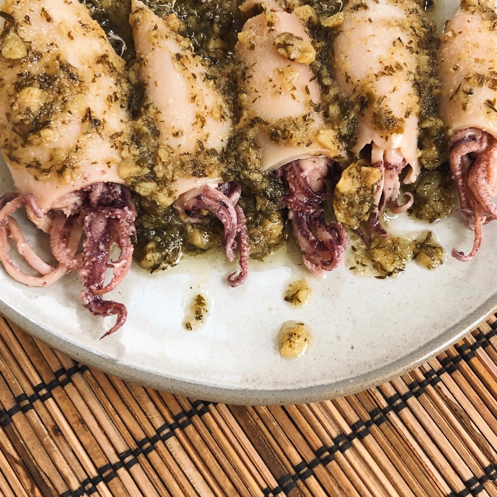Chipirones a la Plancha with Salsa Verde - small squid conservas - Donostia Foods