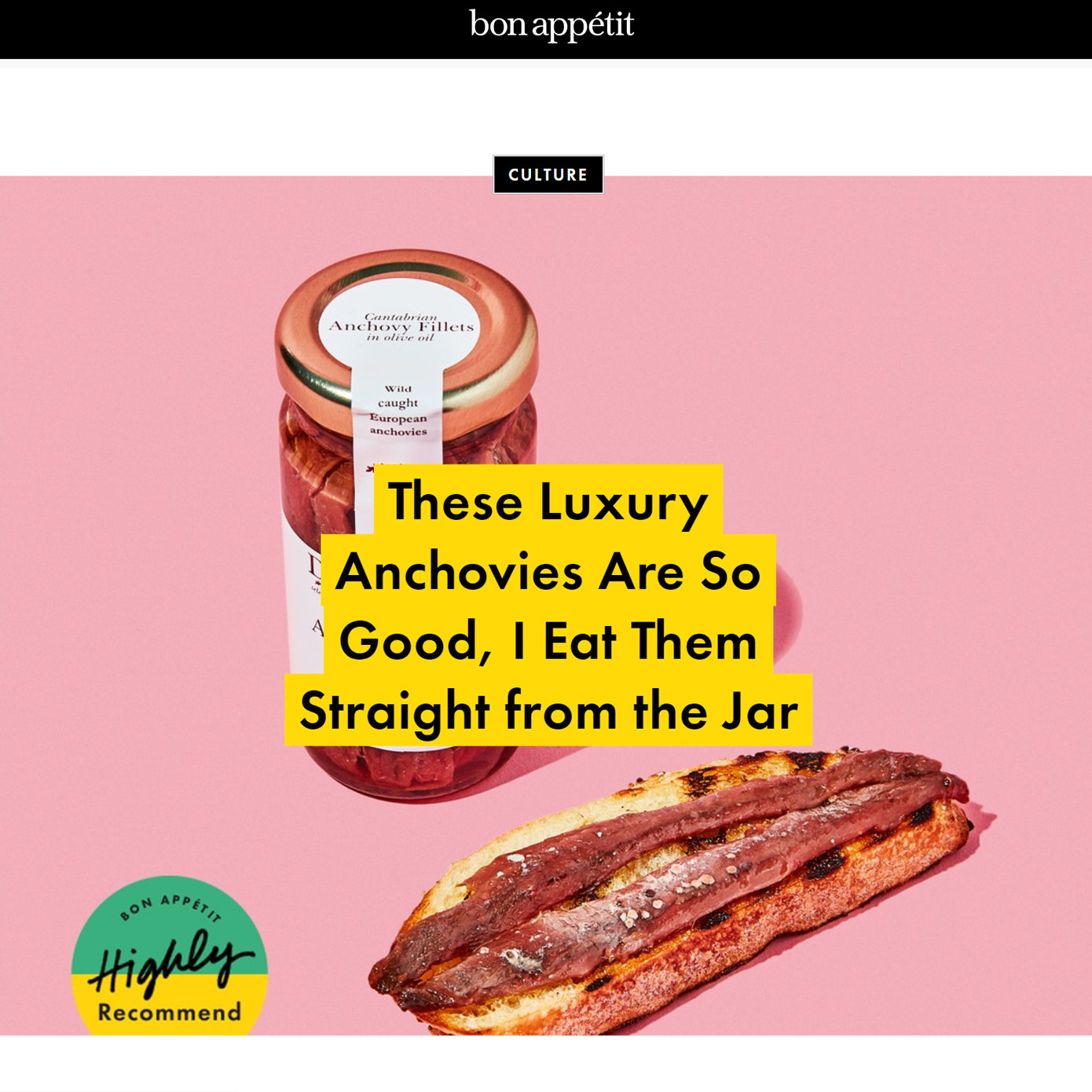 Bon Appétit Highly Recommend: Donostia Foods Anchovies