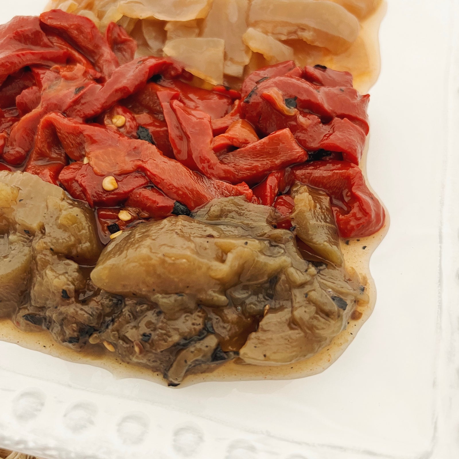 Escalivada on a plate - fire-roasted eggplant and pimientos and onions