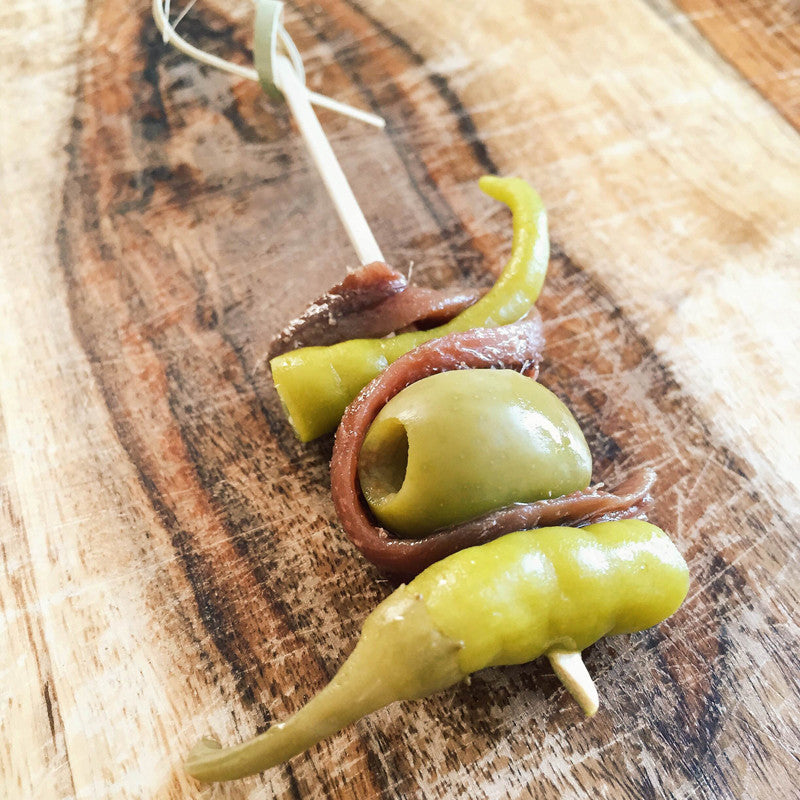 Pintxos Pronto #9: The Gilda - Cantabrian Anchovies, Guindilla Peppers, Manzanilla Olives