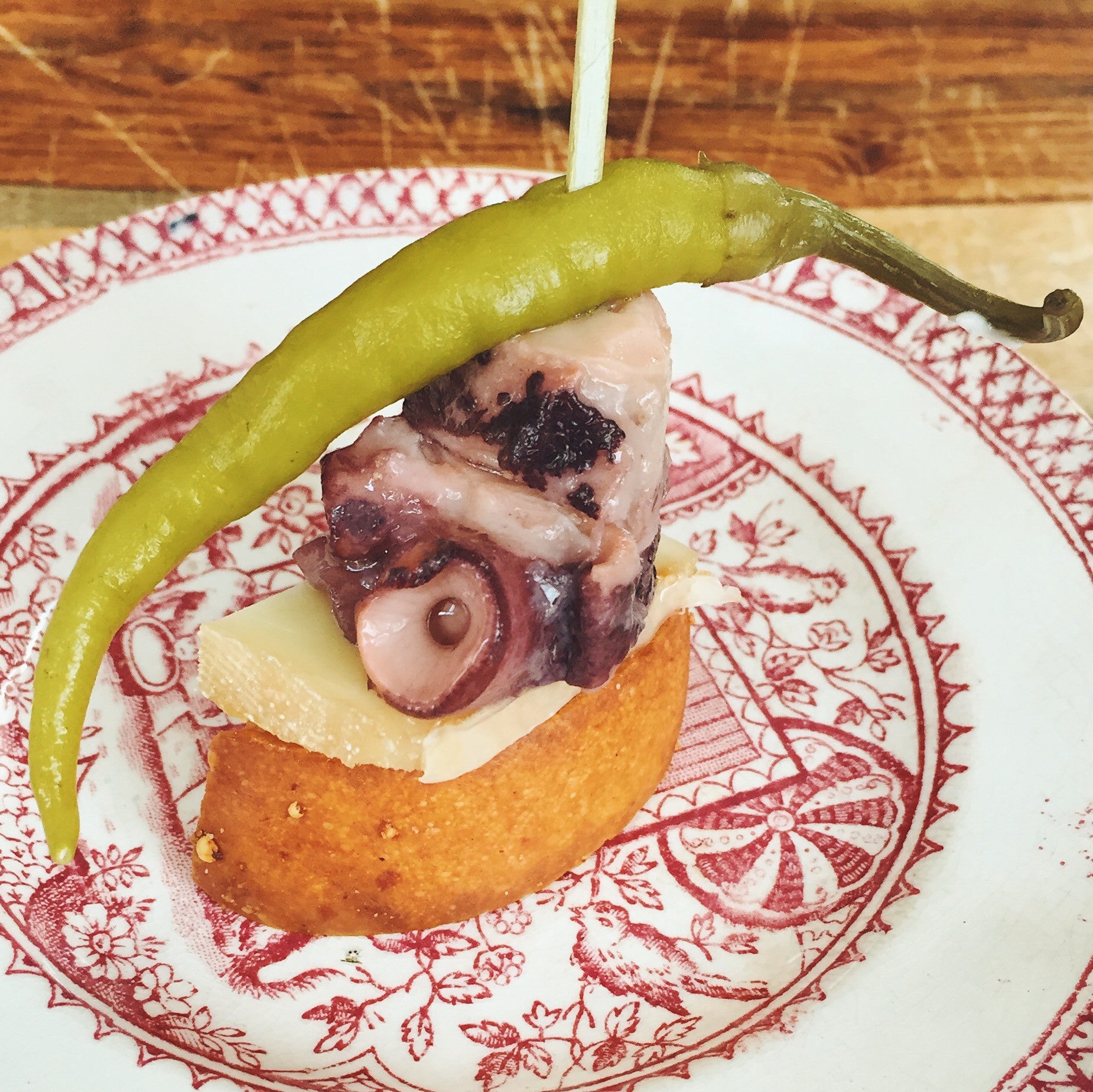 Octopus in Olive Oil with Guindilla Pepper & Basque Cheese Pintxo - Donostia Foods