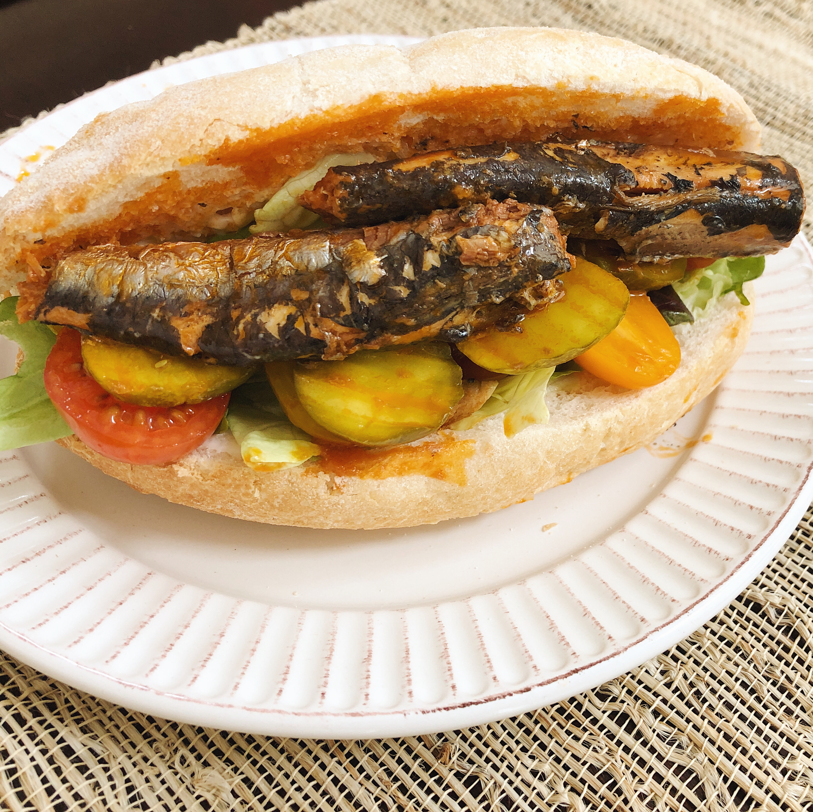 Spiced Sardines Po' Boy Sandwich
