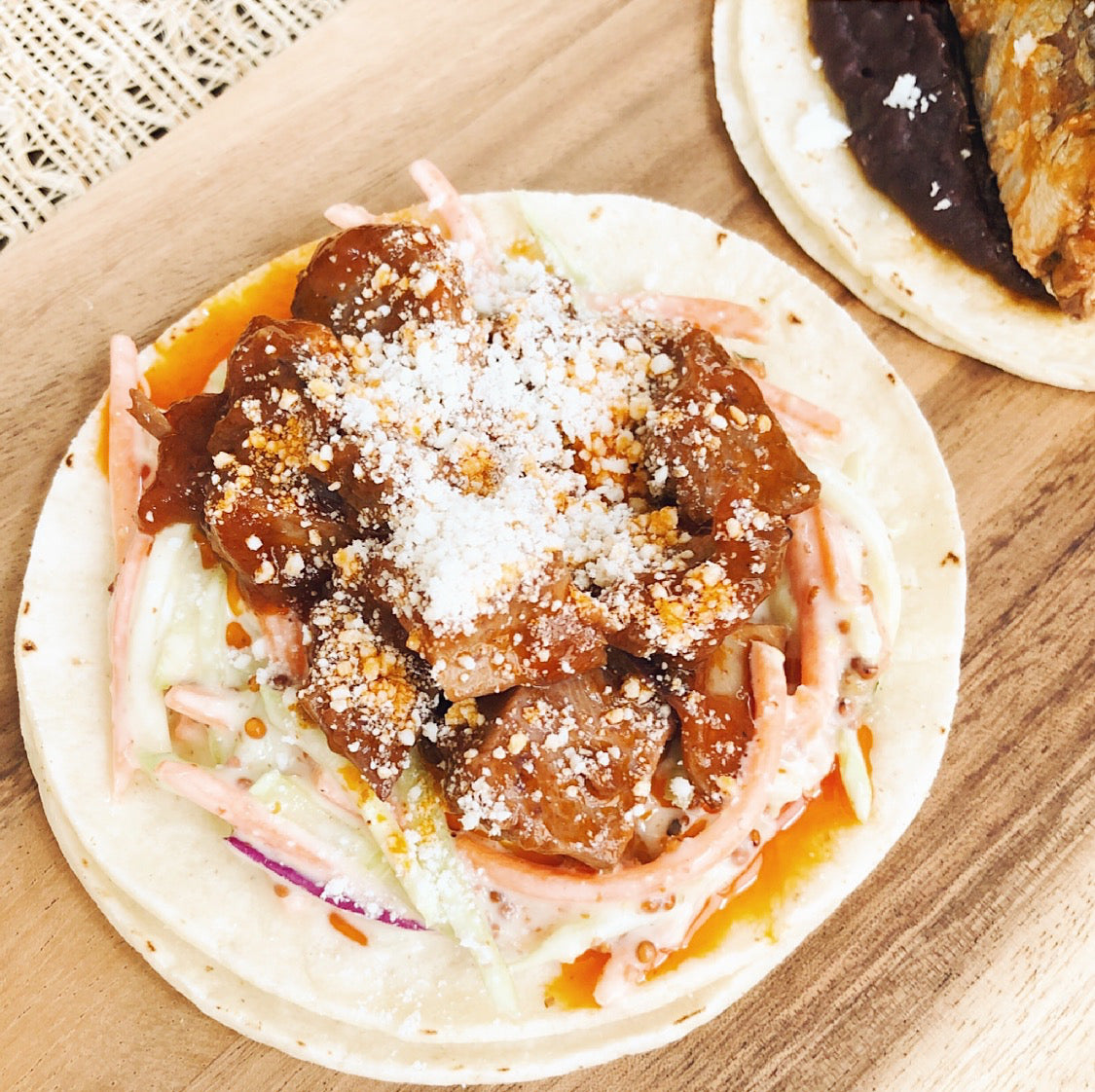 Tinned squid tacos - canned squid recipe with honey mustard slaw - Donostia Foods