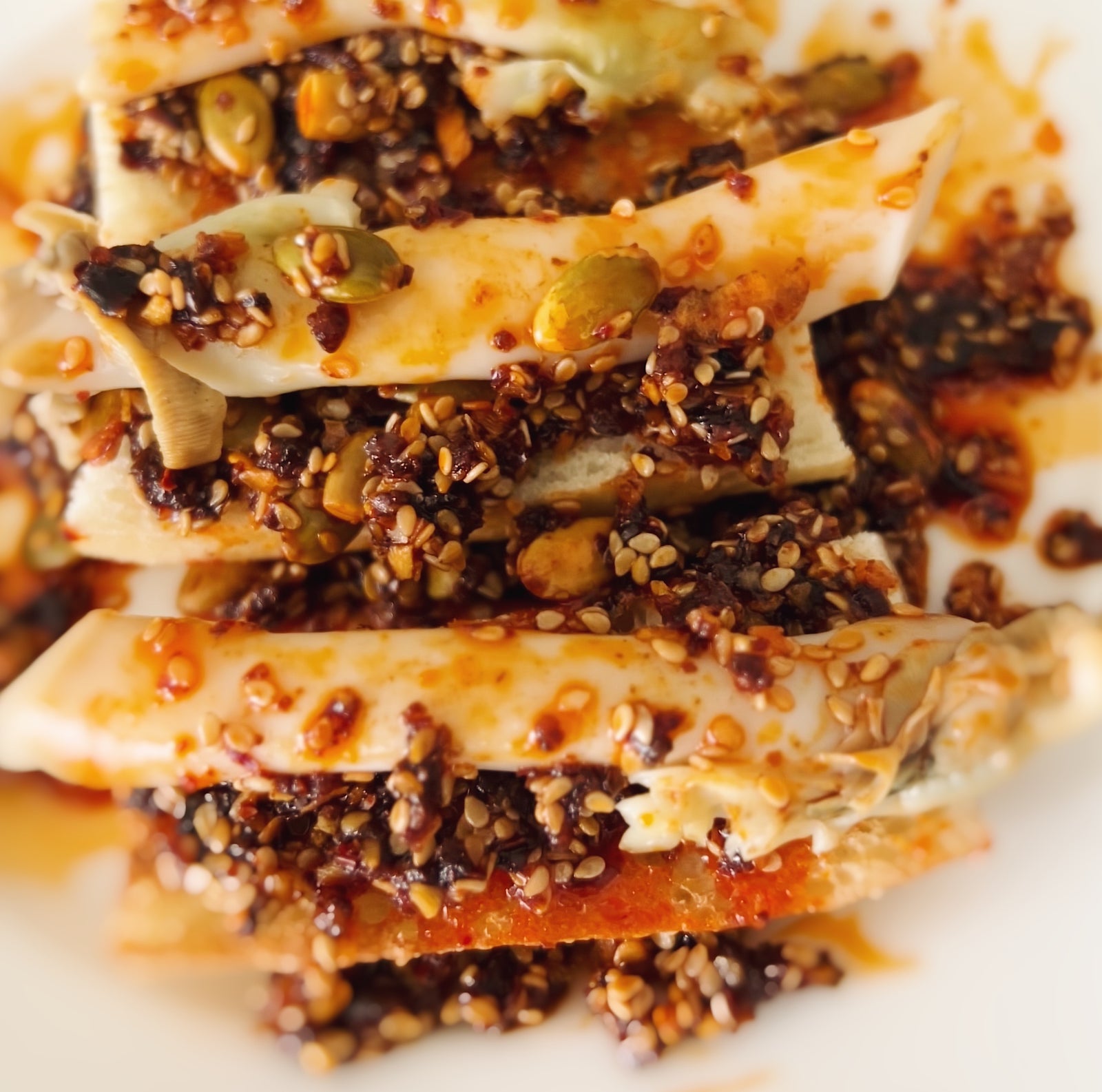 Donostia Foods Razor Clams and Co-op Sauce Garlic Chilli Crisp on Toast