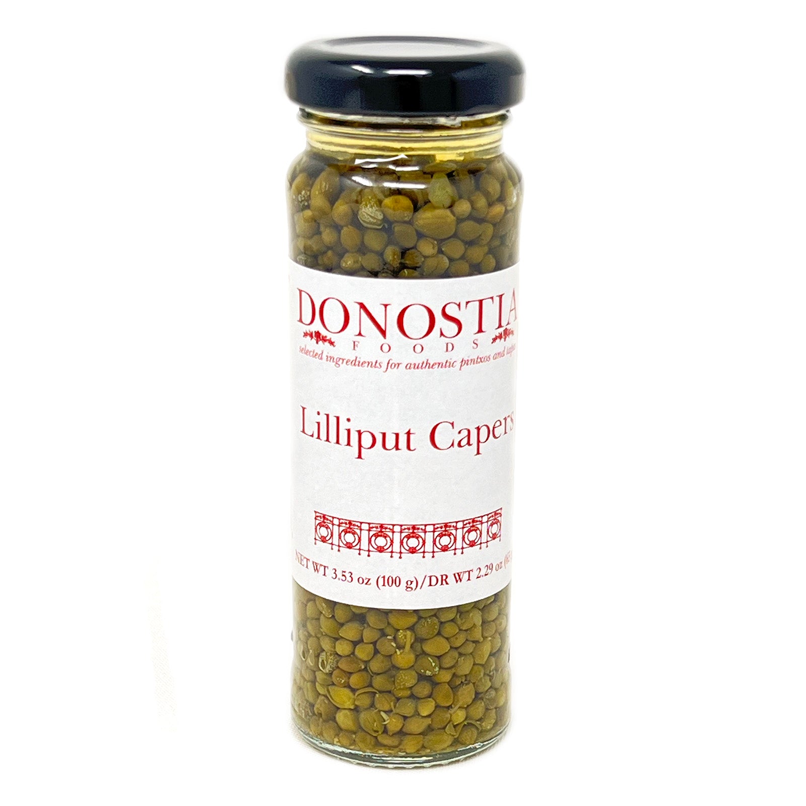 Donostia Foods Lilliput Capers in the jar.