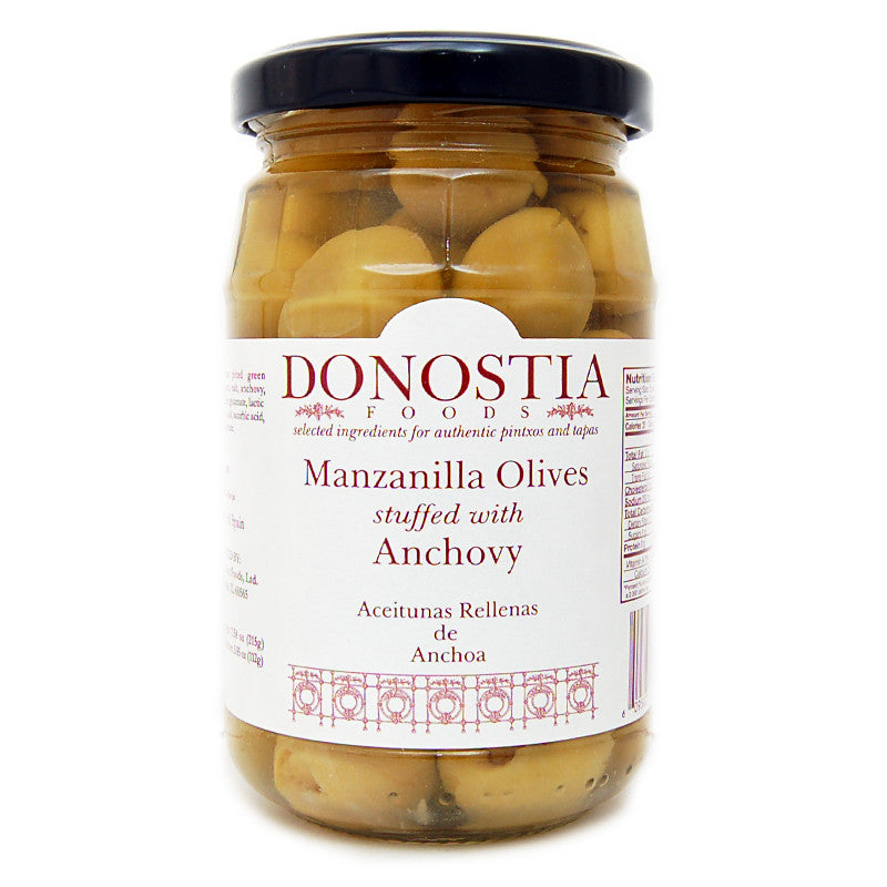 Manzanilla Olives stuffed with Anchovy - Donostia Foods