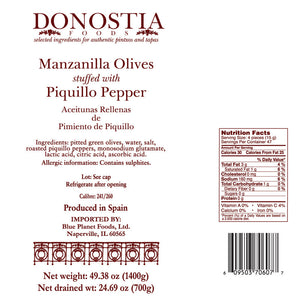 Manzanilla Olives stuffed with Piquillo Pepper - 49 oz Tin